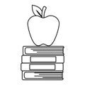 Pile text books and apple