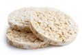 Pile of three puffed rice cakes. Royalty Free Stock Photo
