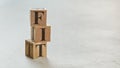 Pile with three wooden cubes - letters FIT on them, space for more text / images on right side Royalty Free Stock Photo