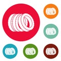 Pile of tire icons circle set vector