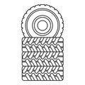Pile of tires icon, outline style