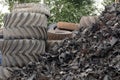 Pile of rubber car tires Royalty Free Stock Photo