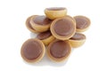 A pile of toffee chocolates on white background Royalty Free Stock Photo
