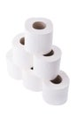 Pile of toilet paper rolls
