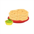 Pile Of Tortilla Bread Traditional Mexican Cuisine Dish Food Item From Cafe Menu Vector Illustration