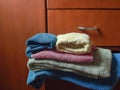 Pile of towels of different colors