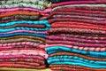 Pile of traditional colorful Arabic scarves