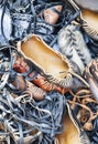 Pile of traditional Romanian sandals Royalty Free Stock Photo