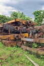 pile of train wrecks somewhere in Indonesia