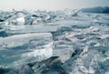 Pile of transparent ice floes, lake Baikal, Russia