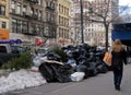 Pile of trash on street in New York City Royalty Free Stock Photo