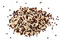 Pile of tricolour quinoa seeds mix closeup