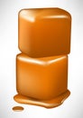 Pile of two caramel melting cubes