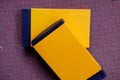 Pile of two yellow and black drawer paper box Royalty Free Stock Photo