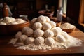 pile of uncooked dough balls ready to be baked