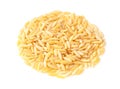 Pile of uncooked risoni pastina closeup on white Royalty Free Stock Photo