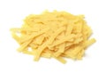 Pile of uncooked short cut ribbon pasta