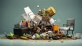 Pile of unsorted household garbage Royalty Free Stock Photo