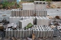Pile of Unused Concrete Brick on Ground
