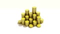 Pile up Golden coins and bar, expressed growth profits 3