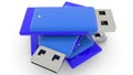 Pile of usb flash drives in blue Royalty Free Stock Photo