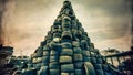 Pile of Used Car Tires: Image of Old Tires Stacked on the Ground. Concept Recycle, Environment, Royalty Free Stock Photo