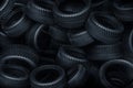 Pile of used car tires Royalty Free Stock Photo