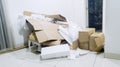 Pile of used cardboard and styrofoam waste Royalty Free Stock Photo