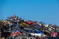 Pile of used cars, car scrap yard Royalty Free Stock Photo