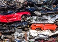 Pile of used cars, car scrap yard Royalty Free Stock Photo