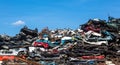 Pile of used cars, car scrap yard Royalty Free Stock Photo