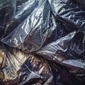 Pile of used plastic bags, pollution and environmental damage concept