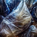 Pile of used plastic bags, pollution and environmental damage concept, AI