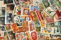 Pile of used post stamps from Soviet Union