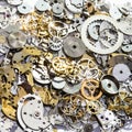 Pile of used watch spare parts close up Royalty Free Stock Photo