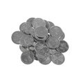 Pile of various Latvian coins