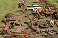 Old tractor parts at a farm show flea market Royalty Free Stock Photo