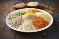 pile of various whole grain cereals on a plate