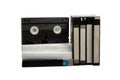 Pile of VHS video cassettes. Vintage media. Isolate on a white back Royalty Free Stock Photo