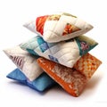 Colorful Quilted Pillows On White Background - Oliver Wetter Style Royalty Free Stock Photo