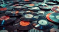 a pile of vinyl discs Royalty Free Stock Photo