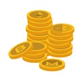 Pile of virtual coins icons