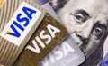 Visa cards, credit cards and dollars