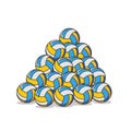 Pile volleyball ball. Many volleyball balls. Sports accessory Royalty Free Stock Photo