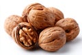 A pile of walnuts on a white background Royalty Free Stock Photo