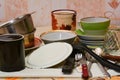 Pile of washed dishes Royalty Free Stock Photo