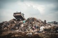 pile of waste and debris being dumped into landfill