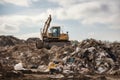 pile of waste and debris being dumped into landfill