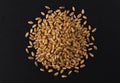 Pile of wheat grains on black background, top view Royalty Free Stock Photo