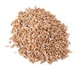 Pile of wheat grains on white background. Cereal crop Royalty Free Stock Photo